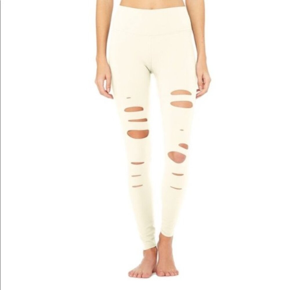 ALO Yoga High Waist Ripped Warrior Leggings Medium NWT